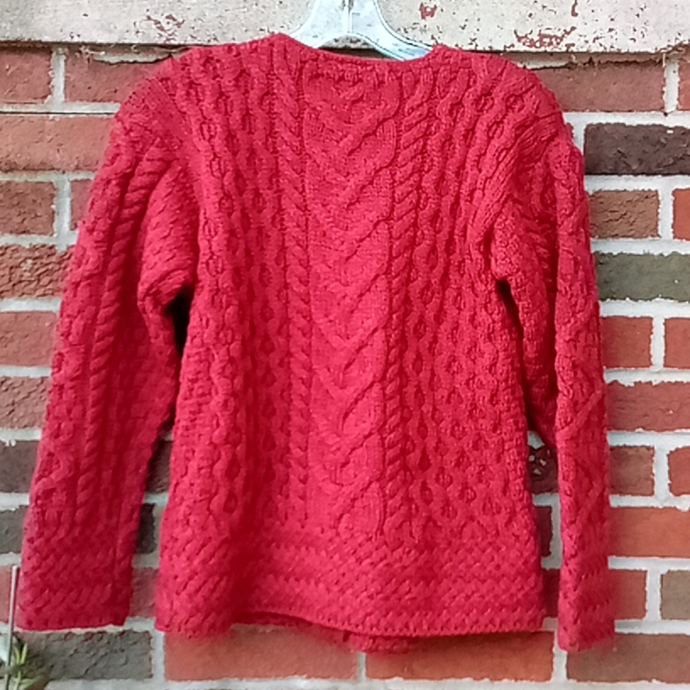 Aran Crafts Red Cable Knit Cardigan - Picture 7 of 10